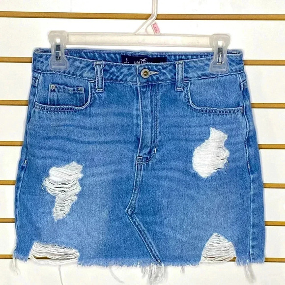 Hollister Denim Mini Distress Skirt Y2K - Picture 1 of 2